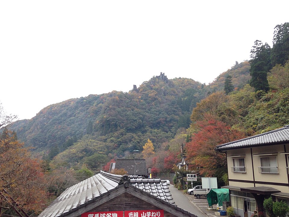 耶馬渓新耶馬渓「一目八景」展望台所見溪谷景觀，秋季楓葉期是大分縣最熱門的紅葉景點